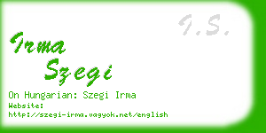 irma szegi business card
